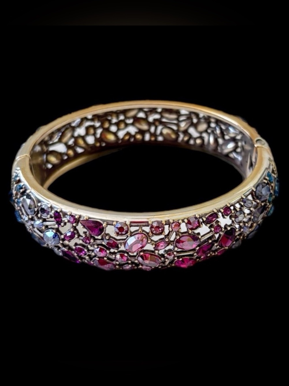 💎 RARE BRIGHTON ‘One Love’ Pink Ombré SWAROVSKI CRYSTAL SLVR VTG+ Bracelet!